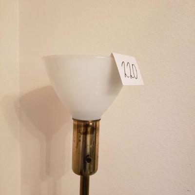 Lot 220: Mid Century Teak and Brass Floor Lamp
