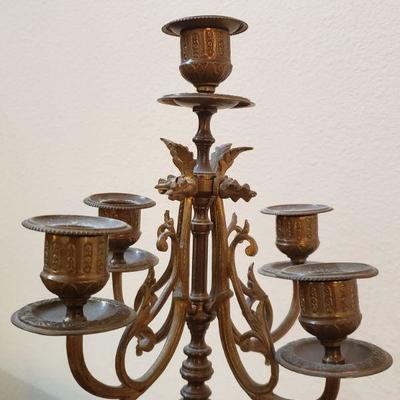 Lot 225: Mid Century Marble and Brass Candelabra
