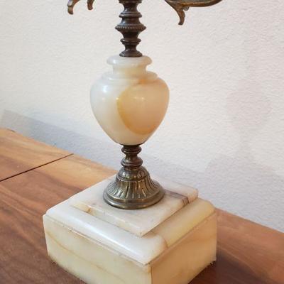 Lot 225: Mid Century Marble and Brass Candelabra