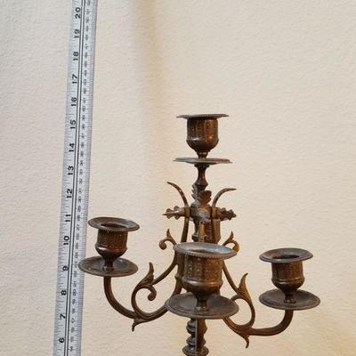 Lot 225: Mid Century Marble and Brass Candelabra