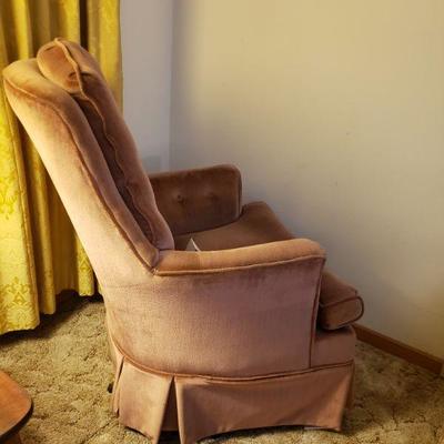 Lot 233: Vintage Rose Color High Back Swivel Rocker