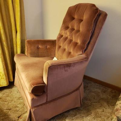 Lot 233: Vintage Rose Color High Back Swivel Rocker