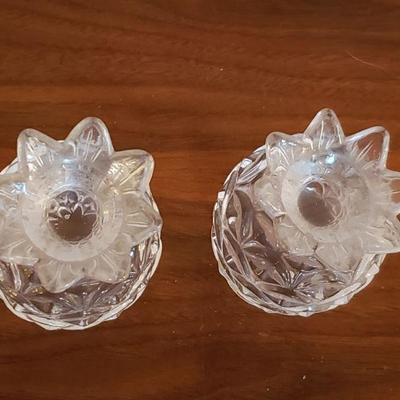 Lot 241: Mid Century Blenko? Pineapple Candleholders 