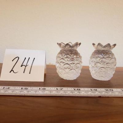 Lot 241: Mid Century Blenko? Pineapple Candleholders 