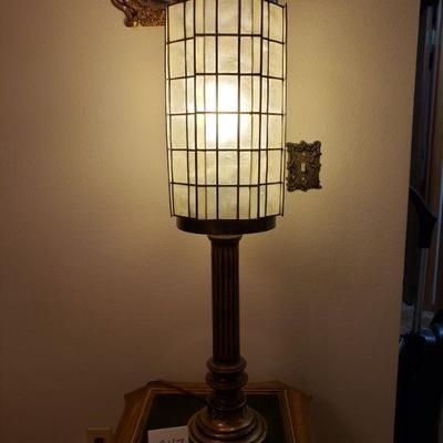 Lot 247: Mid Century Abalone Shade Lamp