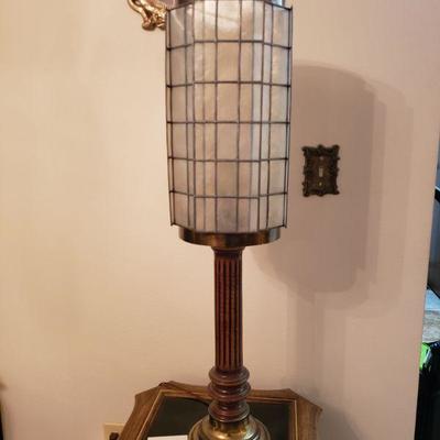 Lot 247: Mid Century Abalone Shade Lamp