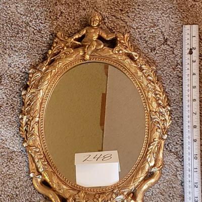 Lot 248: Vintage Gold Gilt Figural Mirror 