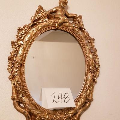 Lot 248: Vintage Gold Gilt Figural Mirror 