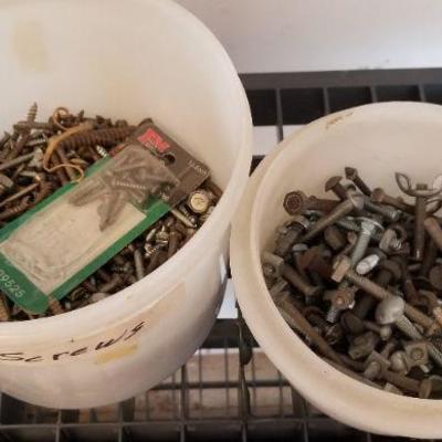LOT #253: Two Buckets of Assorted Bolts and Screws