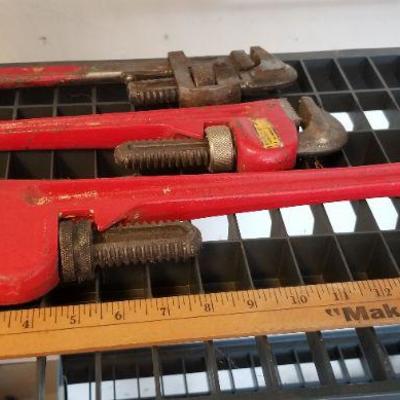 LOT #262: (3) Large Vintage Pipe Wrenches