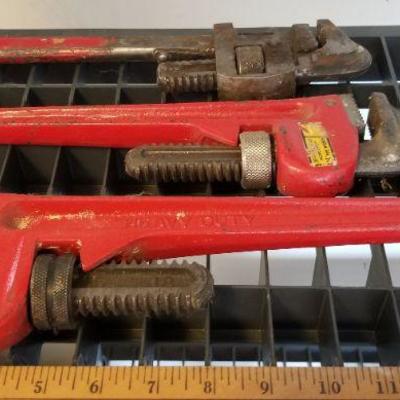 LOT #262: (3) Large Vintage Pipe Wrenches