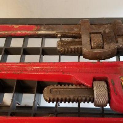 LOT #262: (3) Large Vintage Pipe Wrenches