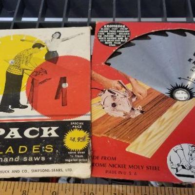 LOT #274: Assortment of (5) Vintage Saw Blades Advertising w/ Blades inside