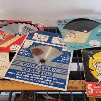 LOT #274: Assortment of (5) Vintage Saw Blades Advertising w/ Blades inside