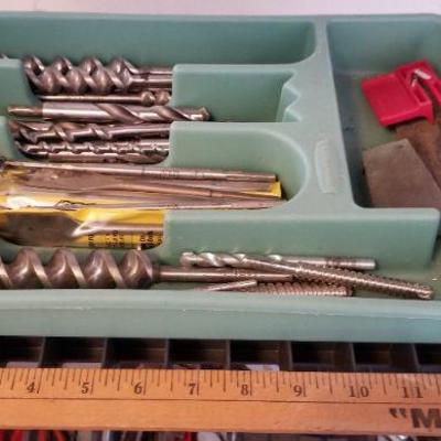 LOT #283: Large Tray of Drill Bits and Sharpening Stones