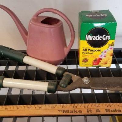 LOT #288: Garden Bundle - Shears. MIRACLE GRO (75%) and Small Watering Can