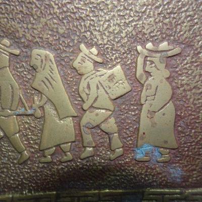 Vintage Brass Wall Plaque Trivet, Southwestern Theme 
