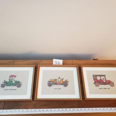 Lot 306: Vintage Needlepoint Antique Car Lot