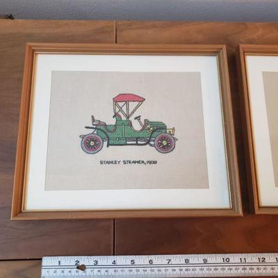 Lot 306: Vintage Needlepoint Antique Car Lot