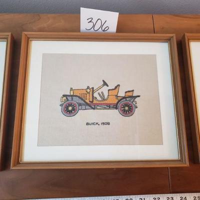 Lot 306: Vintage Needlepoint Antique Car Lot