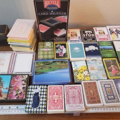 Lot 307: Vintage Playing Cards, Score Cards/Books and shuffle 