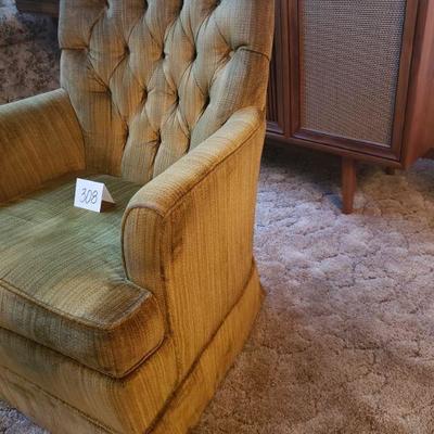 Lot 308: Mid Century Green Swivel Rocker