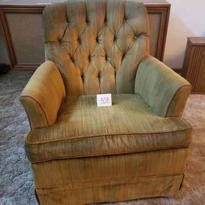 Lot 308: Mid Century Green Swivel Rocker