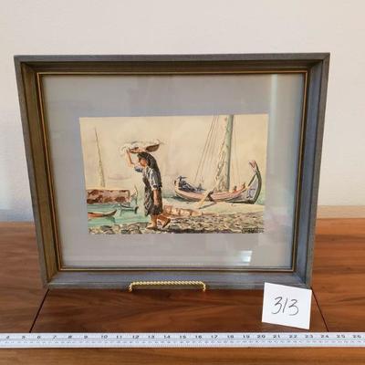 Lot 313: Signed Watercolor 