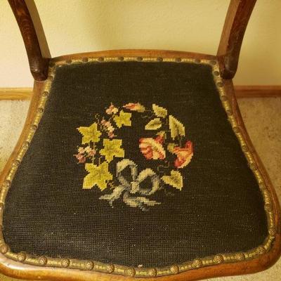 Lot 324: Antique Chair with Needlepoint Seat