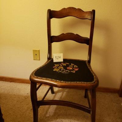 Lot 324: Antique Chair with Needlepoint Seat
