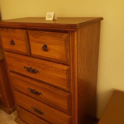 Lot 326: Wood Tall Dresser