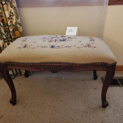 Lot 331: Antique Needlepoint Bench