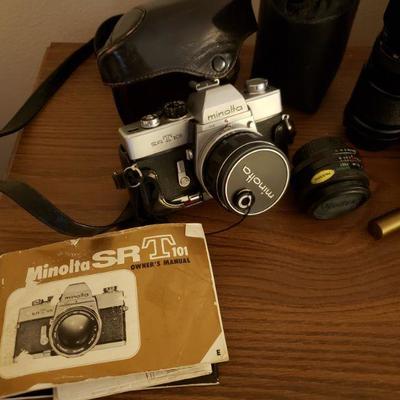 Lot 335: Vintage 35mm Minolta Camera plus 2 Other Lens