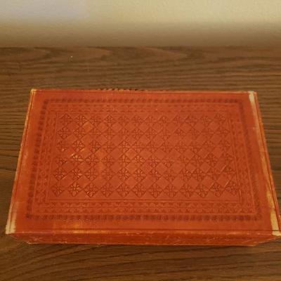 Lot 337: Vintage Tooled Leather Mayan Calendar & Pacal Box