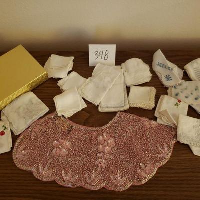 Lot 348: Vintage Handkerchief & Beaded Collar Lot