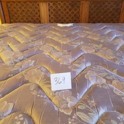 Lot 369: Mid Century Full Size Bed with Queen Mattress 