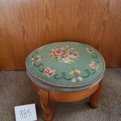 Lot 385: Antique Needlepoint small Footstool 