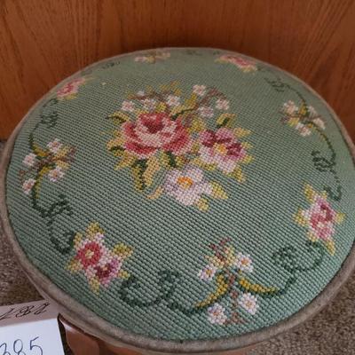 Lot 385: Antique Needlepoint small Footstool 