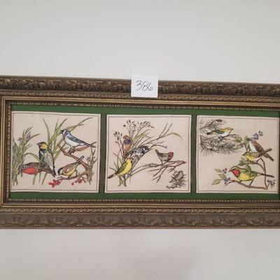 Lot 386: Vintage Needlepoint Bird Picture 
