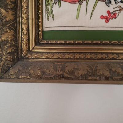 Lot 386: Vintage Needlepoint Bird Picture 