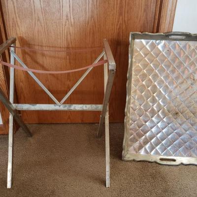 Lot 389: Vintage Metal Tray with Stand