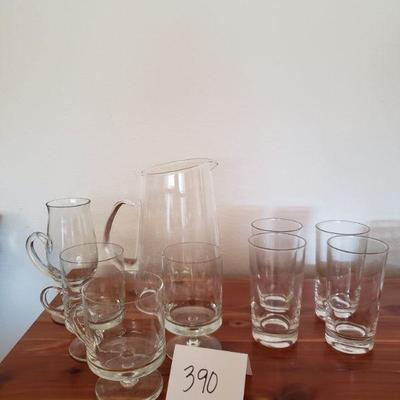 Lot 390: Mid Century Glassware & Pitcher