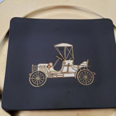 Lot 394: Couroc  Trays & Gold Chargers lot