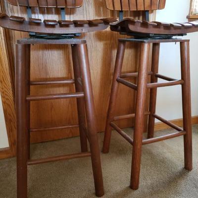 Lot 395: (2) Mid Century Barstools 