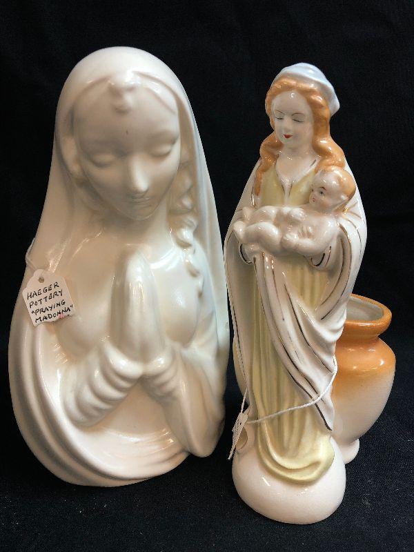 Lot 131: Two Blessed mother Planters, one signed Haeger, one signed ...