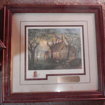 LOT 188 OIL PAINTING AND FRAMED ART