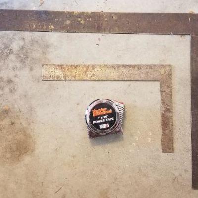 LOT #398: Measuring Tape and (2) Angle Rulers