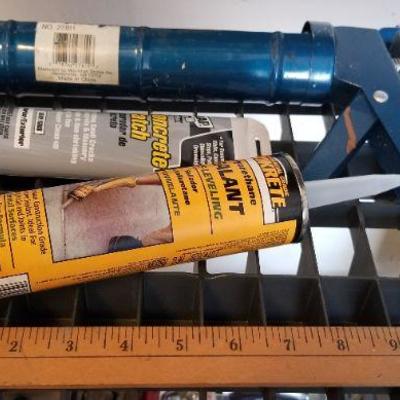 LOT #409: Caulk Gun w/ Tubes of Concrete Patch and Poly Sealant