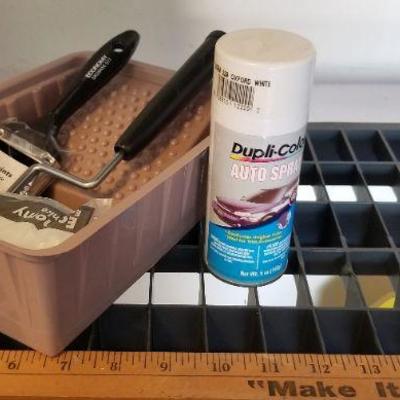 LOT #414: White Color Match Spray 80% and New Set of Paint Brush Roller and Tray