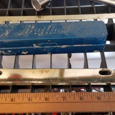 LOT #417: Gold Plated License Frame. Clip, Toyota Lug Wrench & Empty BUFFALO Case